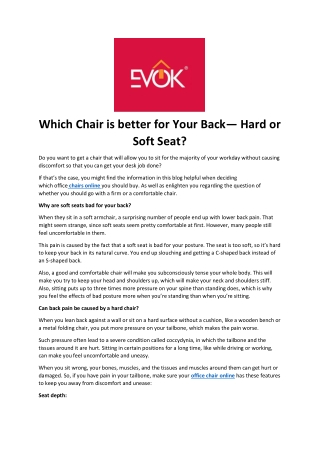 Which Chair is better for Your Back— Hard or Soft Seat?