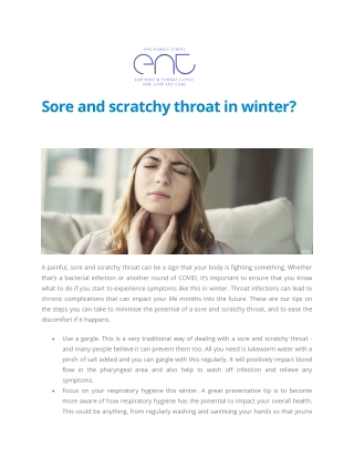 Sore and scratchy throat in winter - Harley Street ENT Clinic