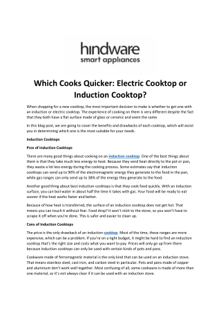 Which Cooks Quicker: Electric Cooktop or Induction Cooktop?