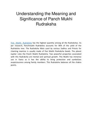 Understanding the Meaning and Significance of Panch Mukhi Rudraksha