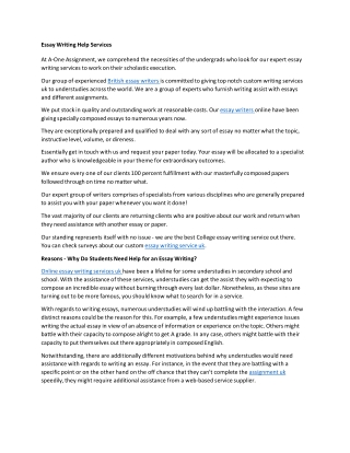 Essay Writing Help Services