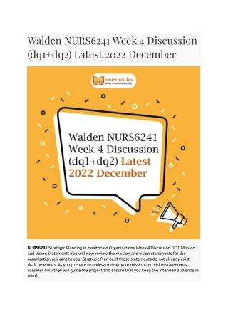 Walden NURS6241 Week 4 Discussion