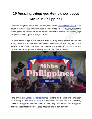 10 Amazing things you don’t know about MBBS in Philippines