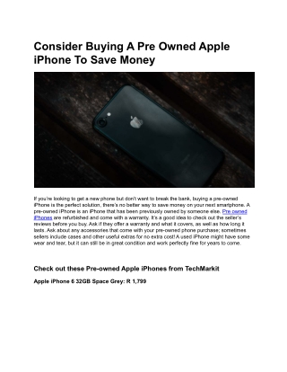 Consider Buying A Pre Owned Apple iPhone To Save Money