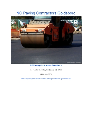 NC Paving Contractors Goldsboro