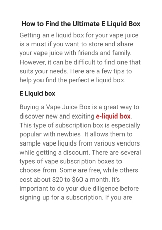 How to Find the Ultimate E Liquid Box