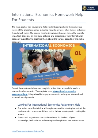 International Economics Homework Help For Students