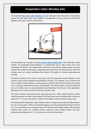 Snapmaker Cyber Monday Sale