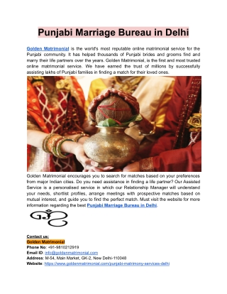 Punjabi Marriage Bureau in Delhi