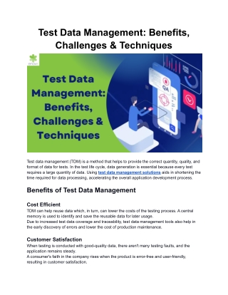 Test Data Management: Benefits, Challenges & Techniques