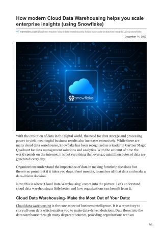 narwalinc.com-How modern Cloud Data Warehousing helps you scale enterprise insights using Snowflake