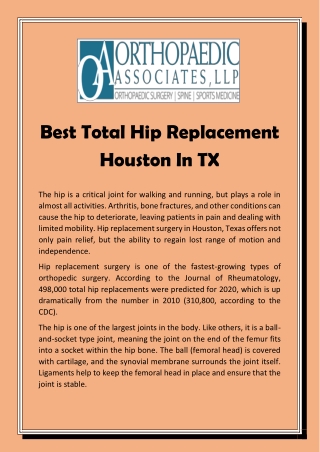 Best Total Hip Replacement Houston