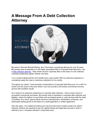 A Message From A Debt Collection Attorney
