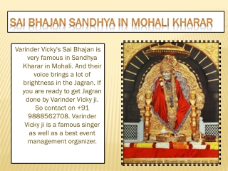 Sai Bhajan sandhya in Mohali Kharar | Organizers by Varinder Vicky