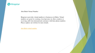 Abu Dhabi Virtual Number   Ringstar.io