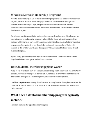 What Is a Dental Membership Program