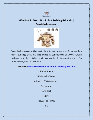 Wooden 3d Music Box Robot Building Brick Kit | Greatdealnice.com