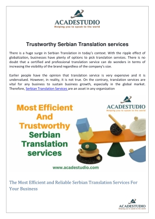 Most Efficient And Trustworthy Serbian Translation services