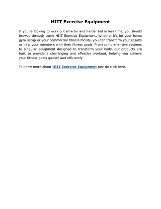 HIIT Exercise Equipment