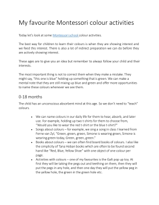 My favourite Montessori colour activities