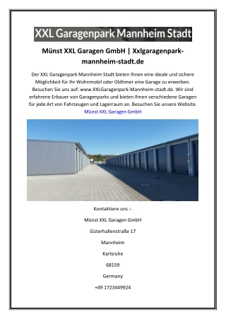 Münst XXL Garagen GmbH  Xxlgaragenpark-mannheim-stadt.de