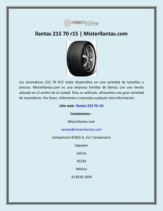 llantas 215 70 r15 | Misterllantas.com