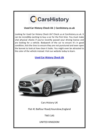 Used Car History Check Uk Carshistory.co.uk