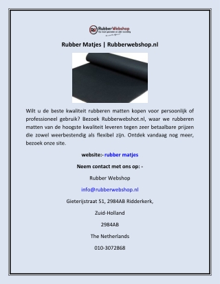 Rubber Matjes | Rubberwebshop.nl