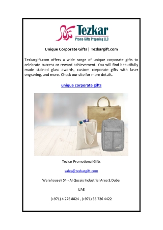 Unique Corporate Gifts Tezkargift.com