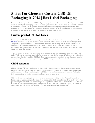 5 Tips For Choosing Custom CBD Oil Packaging in 2023