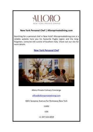 New York Personal Chef  Alloroprivatedining.com