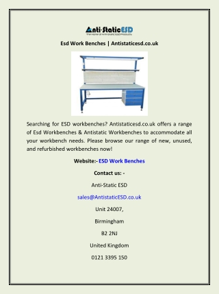 Esd Work Benches | Antistaticesd.co.uk