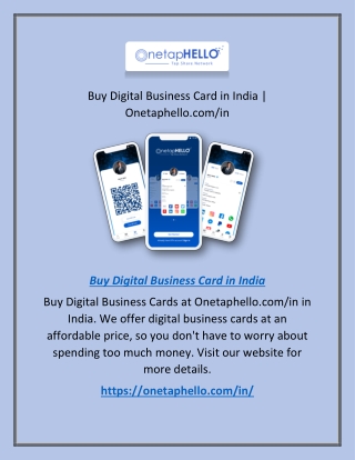 Buy Digital Business Card in India | Onetaphello.com/in