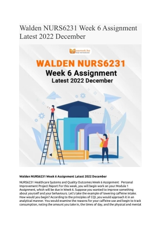 Walden NURS6231 Week 6 Assignment Latest 2022 December