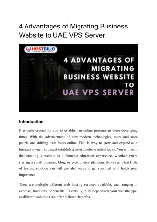 4 Advantages of Migrating Business Website to UAE VPS Server