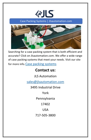 Case Packing Systems | Jlsautomation.com