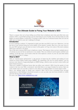 The Ultimate Guide to Fixing Your Website’s SEO