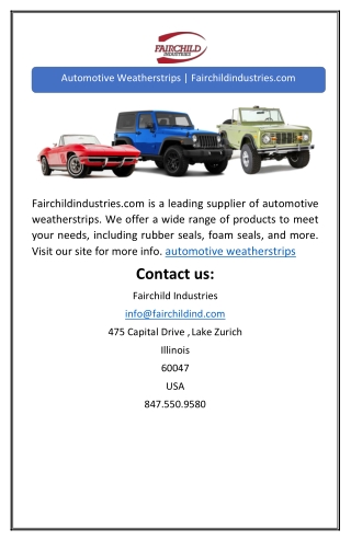 Automotive Weatherstrips | Fairchildindustries.com