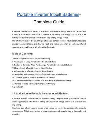 Portable Inverter Inbuilt Batteries - Complete Guide