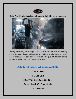 Auto Care Products Wholesale Australia | Mdcarcare.com.au