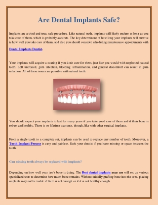 Are Dental Implants Safe?