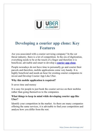 Developing a courier app clone: Key Features