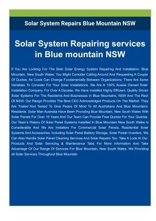 Solar Installers Blue Mountains