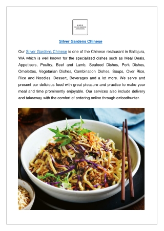 Silver Gardens Chinese menu – Up to 10% offer order now.