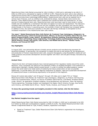 Mesenchymal Stem Cells Market