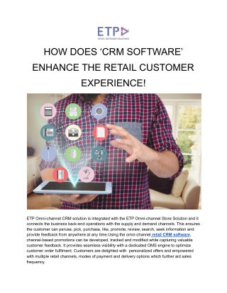 HOW DOES ‘CRM SOFTWARE’ ENHANCE THE RETAIL CUSTOMER EXPERIENCE!