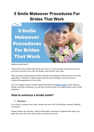 5 Smile Makeover Procedures For Brides That Work