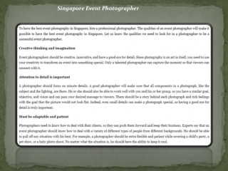 Singapore Event Photographer