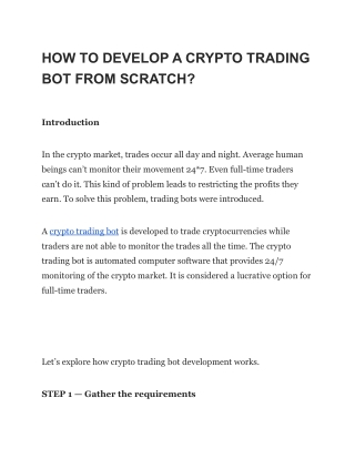 HOW TO DEVELOP A CRYPTO TRADING BOT FROM SCRATCH