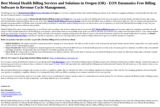 Mental Health Billing Services in Oregon